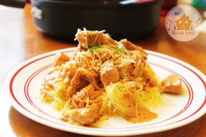 Creamy Cajun Chicken Spaghetti Squash finished